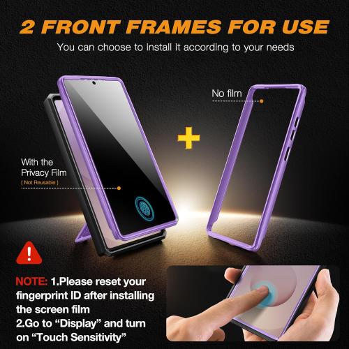 TONGATE for Samsung Galaxy S25 Ultra Case, [with Privacy Screen Protector & Slide Camera Cover] [2 Front Frames] Full-Body Heavy Duty S25 Ultra Case with Stand & Belt Clip Holster, Purple Privacy