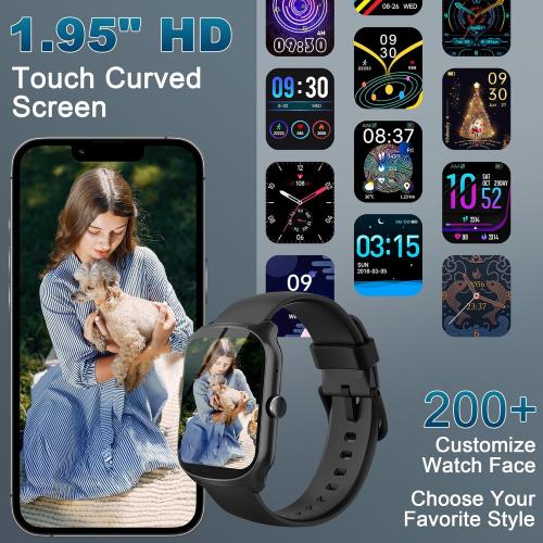 Smart Watch for Men Women, 1.95'' HD Curved Screen Smartwatch(Answer/Make Call), Fitness Tracker with 110  Sport Modes, IP68 Waterproof Fitness Watch with Heart Rate/Sleep Monitor/Pedometer, Purple