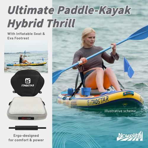 Novelty 11'6 x 35 Inflatable Stand Up Paddle Board with Seat- Stable SUP Board for Adults - Portable Paddleboard for Yoga, Surfing, Fishing - Includes Full Accessories Kit
