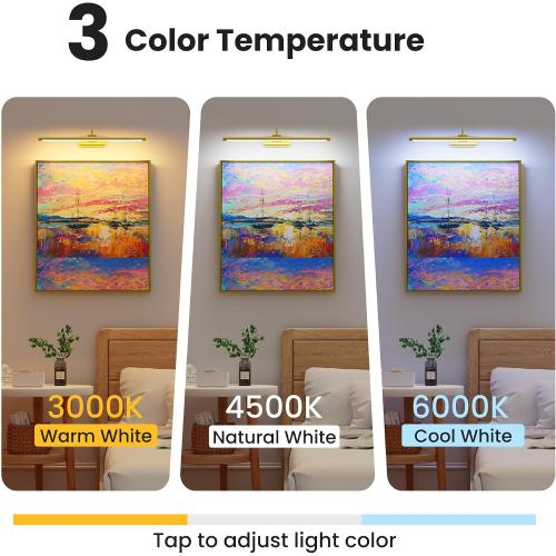 24 Picture Frame Light with 1pcs Extra 8000mAh Battery - Brass Cordless Rechargeable Wall Sconce with Remote for Office, Hallway & Large Art