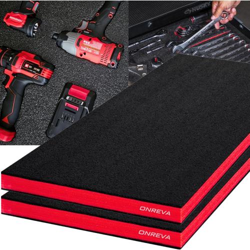 ONREVA Tool Box Foam, 2Pack 30x22x2 inch, Foam Inserts for Cases, Polyethylene Storage Sheets for Toolbox Hard Case, Tool Shadow Insert, Kaizen Organizer Sheet