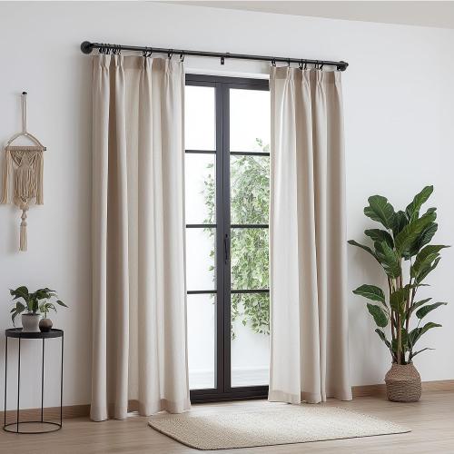 Zeerobee Curtain Rods for Windows 72 to 144, 1 Inch Industrial Wrap Around Black Curtain Rod, Indoor/Outdoor Room Divider Adjustable Drapery Pole, 72-144