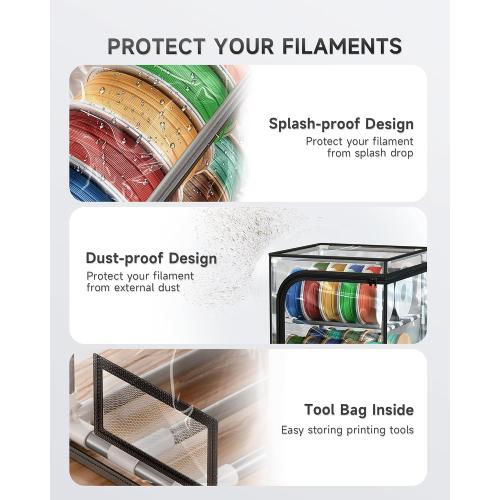 YOOPAI 3D Printer Filament Storage Box – 2 Tier Filament Storage Rack with Transparent Cover, Holds Up to 24 Rolls 1KG – 3D Filament Storage Organizer for Home, Workshop & Studio