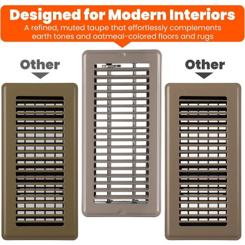4x10 Floor Registers, 10 Pack Taupe Steel Floor Vent Covers