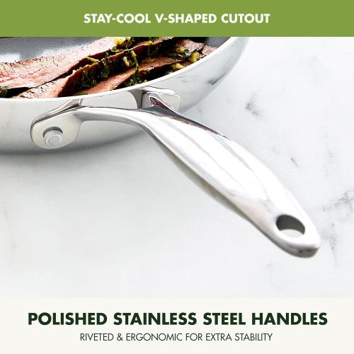 GreenPan Valencia Pro Tri-Ply Stainless Steel  Cookware Set, PFAS-Free Ceramic Nonstick Coating,