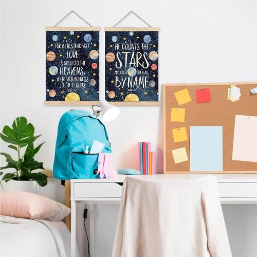 URLLUAE Solar System Poster Hanger Frame, Space Nursery Wall Art Decor,Solar System for Kids,Outer Space Room Decor for Boys Room,16x24 Inches Set of 2