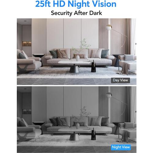 Indoor Security Camera 2K 3MP, Motion & Sound Detection, Real-Time Alerts, Two-Way Audio, Works with Alexa & Google Assistant, Home Security Camera with 256GB SD & Cloud Storage, Black, 2.4GHz