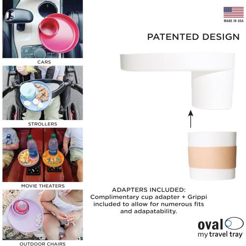 Travel Tray Oval USA Made Extend Your Current Cup Holder to Hold Your Cup Plus A Tray for Snacks, Toys and Accessories. Use in a Car Seat, Booster, Stroller, Golf Cart, Outdoor Chair, Glow