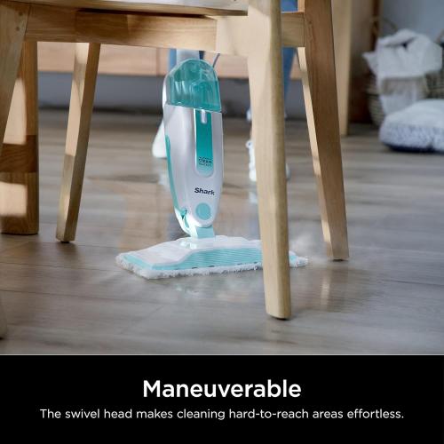 Shark Steam Mop with 2 Machine Washable Dirt Grip Pads, Removable Water Tank, Lightweight, Steam Cleaner for sealed Hard Floors, Marble, Stone, Hardwood, Tile, Laminate, White/Seafoam, S1000‼️Light dirt‼️