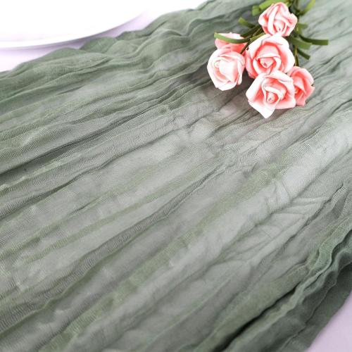 Wigenius 6 Pack Sage Green Cheesecloth Table Runner Semi-Transparent Fabric 35 X 120 Inch Boho Restic Gauze Table Runners for Wedding Party Baby Shower Decoration