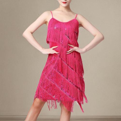 Size S...Women Salsa Latin Dance Dress Sequin Tassel Fringe Flapper Dress 1920s Gatsby Cocktail Dress Tango Ballroom Dancing Costume