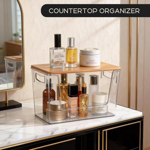 Pantry Organizers Storage, 2 Pack Large Clear Storage Bins for Onion, Potato, Garlic, Canned Food, Organizer Bins for Under Sink, Kitchen, Countertop, Bathroom