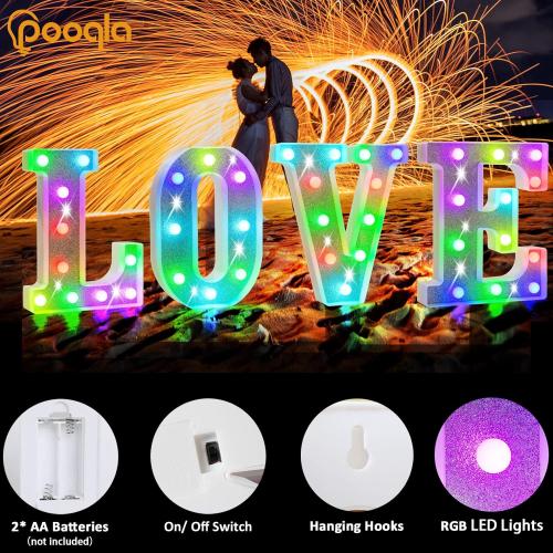 Pooqla Colorful Light Up Letters, Led Marquee Letter Light Sign Battery Powered, 18 Colors Lamp with Remote for Birthday Party Wedding Home Christmas Decoration, Glitter Silver Letter S