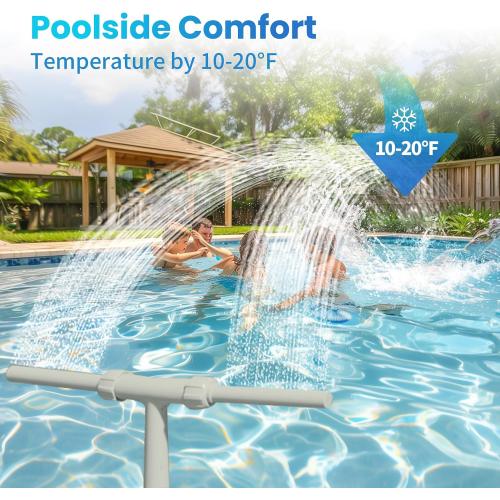 Pool Fountain for Above and In-Ground Pools, Dual Spray Waterfall Sprinkler Fountain, Above Ground Pool Accessories, Adjustable Waterfall Cooling and Relaxation