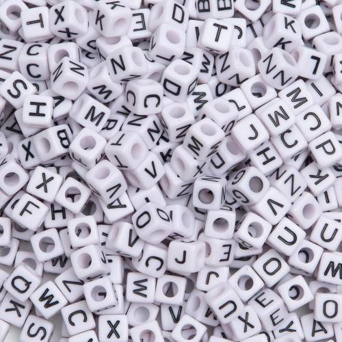 300Pcs White Large Square Letter Beads 10mm Alphabet for Bracelets