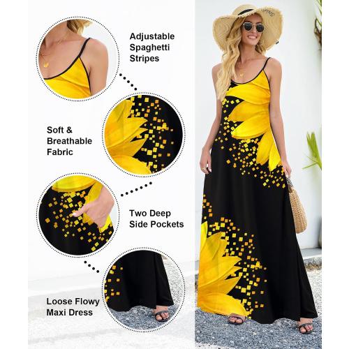 Size S Wolddress Womens 2025 Casual Sleeveless Sundress Plus Size Loose Plain Long Summer Beach Maxi Dress