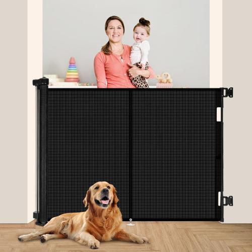 Upgraded 59 Retractable Baby Gates with Reinforced Strip Design to Prevent Crawling Through, 48 Extra Tall Retractable Gates, 5 FT Retractable Dog Gate for Stairs, Doorways, Hallways