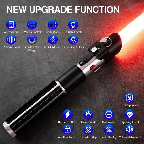 SaberLabs Lightsaber with Bluetooth App, Smooth Swing, 16 Sound Fonts, 3 Light Effects, Infinite Color Change and Motion Control. Light Saber for Adults and Cosplay. (RGB-DV)