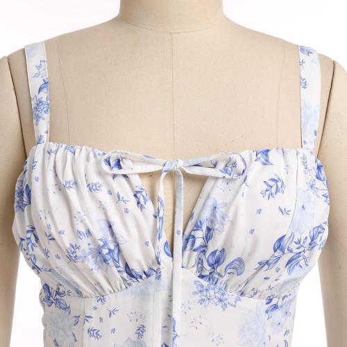 Women's Floral Corset Dress Formal Cocktail Dresses Going Out Casual Sundress Split Thigh Spaghetti Strap Vintage Dress