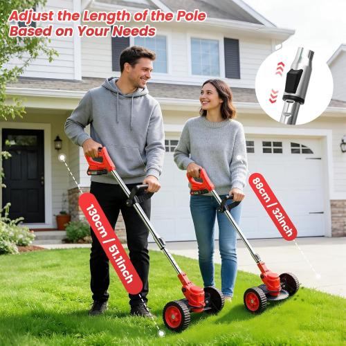 ALSO GO 24V Electric Weed Wacker, Cordless Grass Trimmer, 3 in 1 Weed Trimmer with 2pcs Batteries & Charger, Battery Powered Weed Eater/Brush Cutter/Edger with Wheels for Garden and Yard Lawn