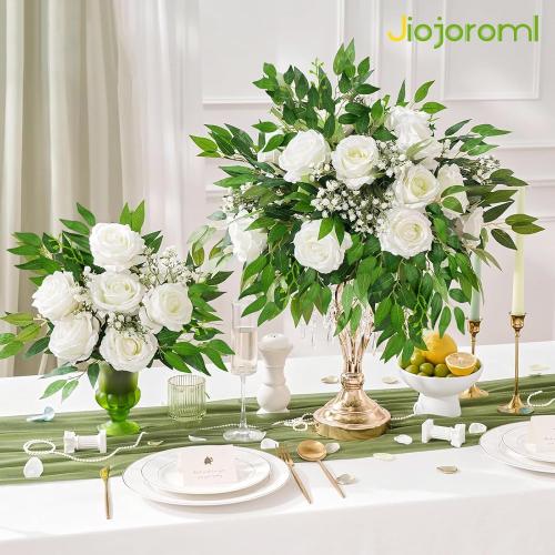 24Pcs Artificial Italian Ruscus Greenery Stems, Faux Green Leaf Garland Branches Hanging Greenery Spray for Wedding Bouquet,Arch,Table Centerpieces， Balloon Arch and Home Decor (24)