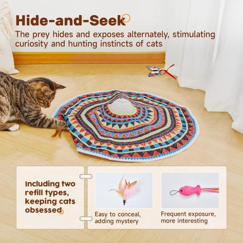Potaroma Cat Toys Chargeable, 3in1 Hide and Seek, Interactive Fun