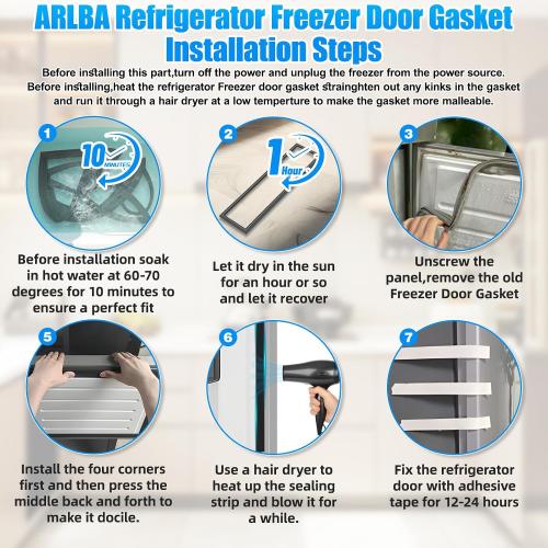 Upgraded 63.50x14.57 241510204 241510208 Refrigerator Freezer Door Gasket Replacement Compatible with Frigidaire, Kenmore and Electrolux Freezer Seal 4996726 241510204 241510206 7241510204 Black