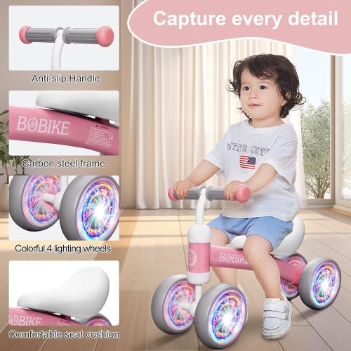 Baby Balance Bike Toys for 12-36 Months Kids Toy Boy and Girls Gifts Toddler Best First Birthday Gift Children Walker No Pedal Infant 4 Wheels Bicycle