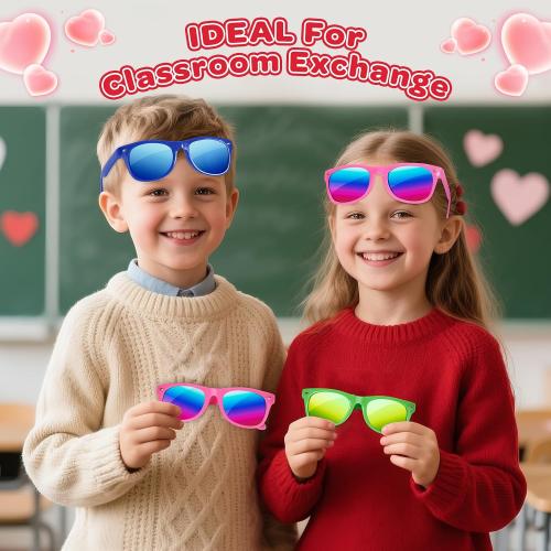 Letapapa 24Pack Valentines Day Cards for Kids School with Sunglasses, Valentine's Day Gifts For Kids Classroom Exchange, Kid Valentine Greeting Cards Party Favors Classroom Prizes For Boys Girls