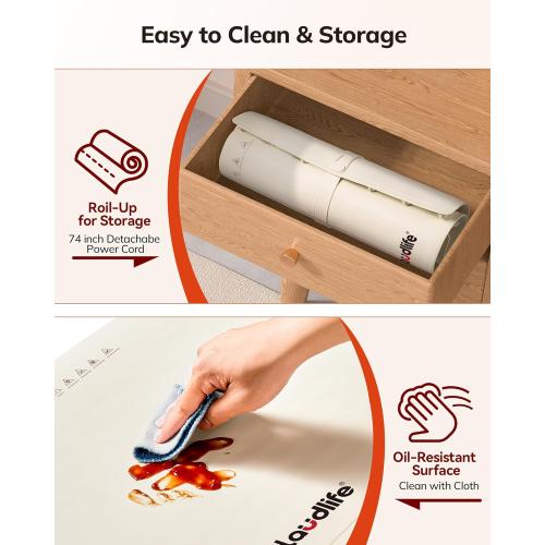 Food Warming Mat 24x16 Inches, Electric Warming Tray with 7 Temps, Foldable Food Warmer for Parties, Buffets, Family Gatherings, Holiday & Sabbath, Child Lock, Heating Mat for Food, Beige