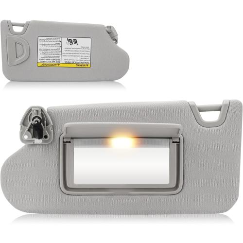 Sun Visor with Vanity Light for 2013-2018 Nissan Altima Without Sunroof, Left Driver Side Gray Sunvisor Replacement 96401-3TA2A