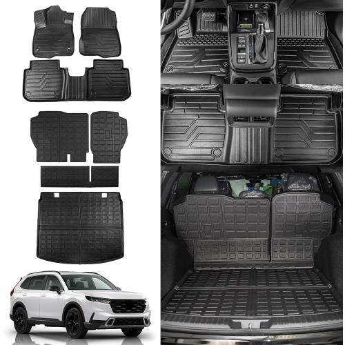 Rongtaod Floor Mats Compatible with 2023 2024 2025 2026 Honda CRV (Include Hybrid) Cargo Mat Trunk Mat Cargo Liner Back Seat Cover CR-V Accessories (Fit Upper Deck, Trunk Mat Backrest Mats Floor Mats)