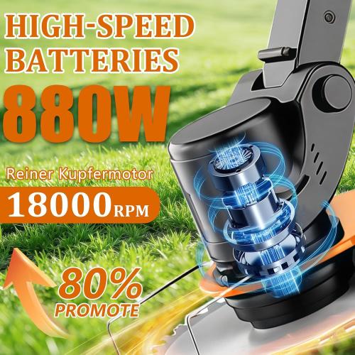21V Electric Weed Wacker Cordless Weed Wacker Eater Lightweight Grass Trimmer with 4 Types Blade & Fast Charger & 2x2000mAh Batteries Brush Cutter for Garden Lawn Yard Black