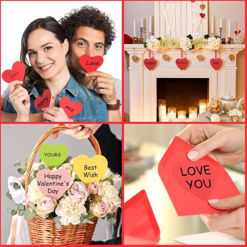 Cholemy 240 Pcs Valentines Day Heart Cards with Envelopes Blank Colorful Heart Shaped Greeting Cards Paper Cutouts for Valentines Party Gift Exchange Anniversary Weddings(Bright Colors)
