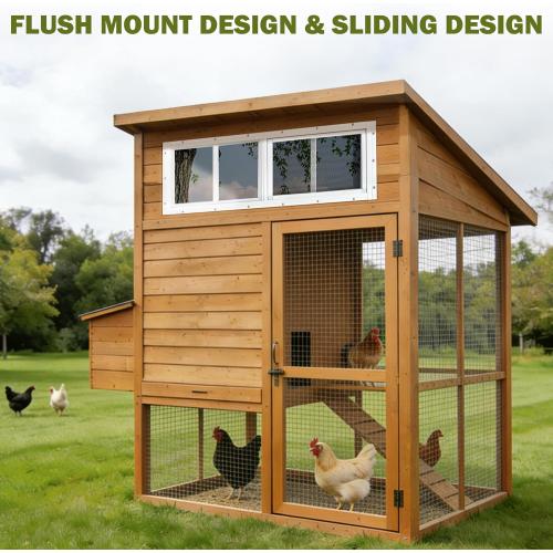 2 Pack Sliding Shed Windows 10x18, White | Transom Window with Tempered Glass and Removable Fiberglass Screen, Suitable for Chicken Coop, shed, Household, Barn