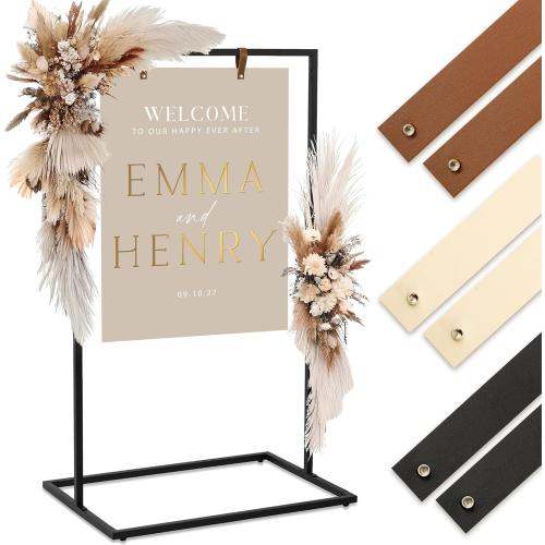 Elegant Wedding Welcome Sign Stand – Sturdy Welcome to Our Wedding Sign Holder for Seating Charts & Event Decor - A Beautiful Black Metal Easel to Welcome Guests & Celebrate Your Love