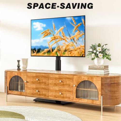 YOMT Universal TV Floor Stand with Mount for 27-70 Inch LCD LED OLED TVs, Swivel Height Adjustable Tall TV Stand, Space Saving Design for Corner Bedroom Living Room, Black