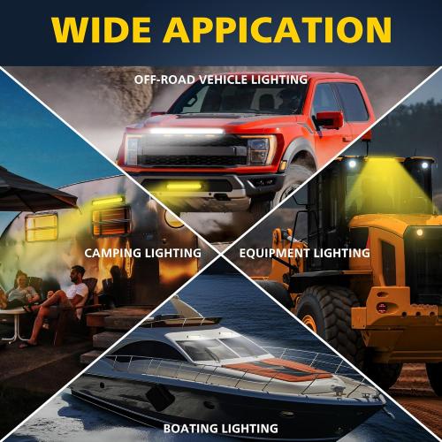 4WDKING 22 Inch Dual-Color Slim LED Light Bar,120W Spot Flood Combo Beam with Wiring Harness Kit, Screwless Design, IP68&IP69K Waterproof, Off Road Driving Lamp Fog Lights for Truck Pickup ATV UTV SUV