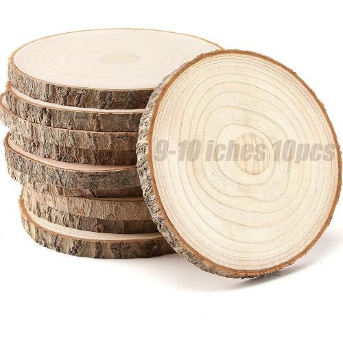 10 Pack Large Wood Slices for Centerpieces 9-10 inches Wood Rounds for Tables Decor Rustic Wood Circles for DIY Crafts and Wedding Decor Round Wooden Discs Wood Slice Ornaments