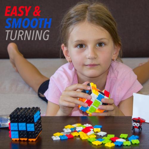 3x3 Brick Speed Cube with Building Blocks, Mini Toy Included, Compatible with Lego Cube, Educational Toy (Black)