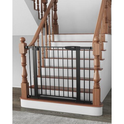 Cumbor 29.7-40.6 Baby Gate for Stairs, Baby Essential Safety Gate, Mom's Choice Awards Winner-Dog Gate for Doorways, Pressure Mounted Auto-Close Pet Gates for Dogs Indoor, Durable Child Gate, Black