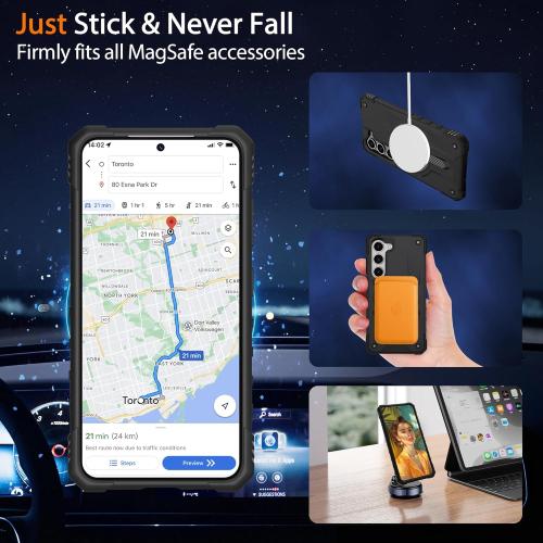 Gritup for Samsung Galaxy-S23-Case with Magsafe, 2×Screen Protector | S23 Magnetic Phone Case Anti-Fingerprint Military Grade Shockproof Protective Cover for Galaxy S23 Black