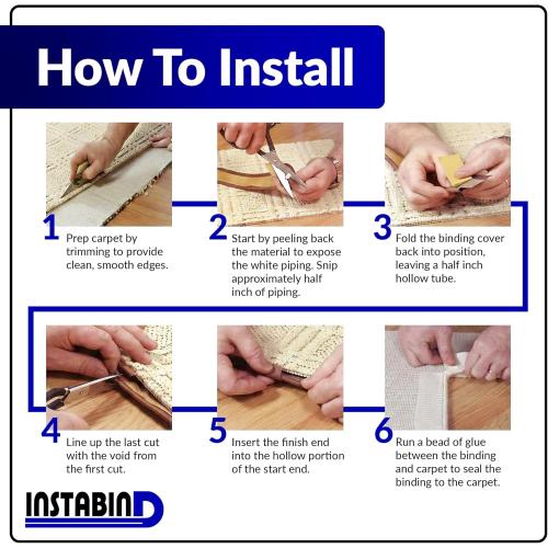 Instabind 54 ft Roll Premium Carpet Edge Binding – Regular Style Carpet Edge Trim for Do-It-Yourself Rug Edging- with Durable Hold & Easy Finishing for Rug Edges - USA Made Flooring Products, Grey