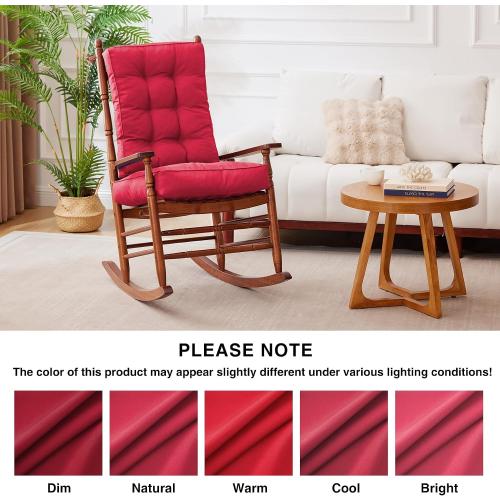 IPYNBAP Rocking Chair Cushion, Waterproof and Fade-Resistant Patio Chair Cushions, Tufted Chair Pads for Rocker Furniture, 17x17 Inch, Indoor/Outdoor Seat Cushions with Ties, Burgundy