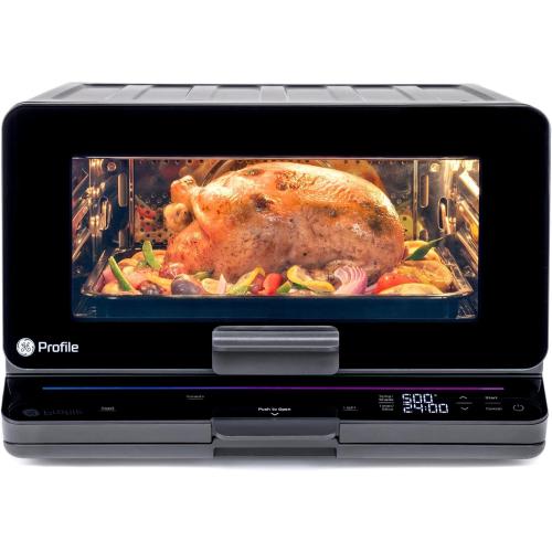 GE Profile Smart Oven with No Preheat, 11-in-1 Countertop Oven including Air Fry, Warm, Toast, Broil, Roast, Pastry, Reheat, and more, WiFi and Smart Connected, Black (Little Damaged, see the picture)