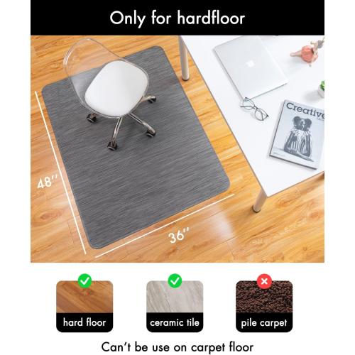 Office Chair Mat for Hardwood Floor Under Desk Computer Rolling Chair Mat for Wood/Tile Floor Non-Slip Heavy Duty Desk Rug PVC Plastic Hard Floor Protector 36 x 48 (Gray)