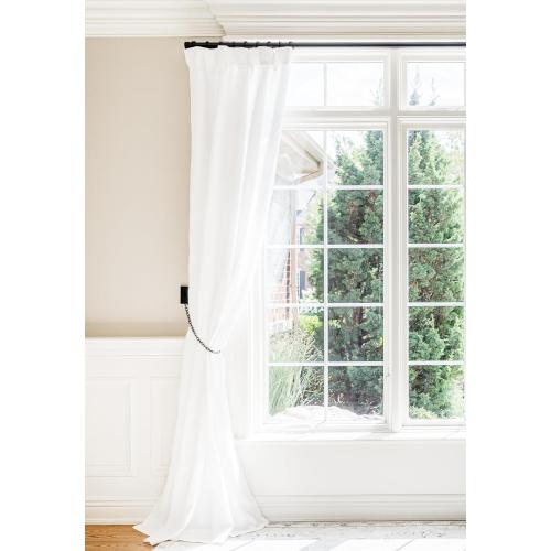 BlastHome® Non-Adjustable Luxury Curtain Rods for Windows, 1 ¼” Rod Set, 7 foot Fixed Length (Two Rods Connect for a Seamless Look), Tuxedo Black