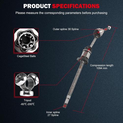 cciyu CV Axle Shaft Assembly for Ford for Explorer 2011-2014 V6 3.5L FWD 66-2283 Front Right