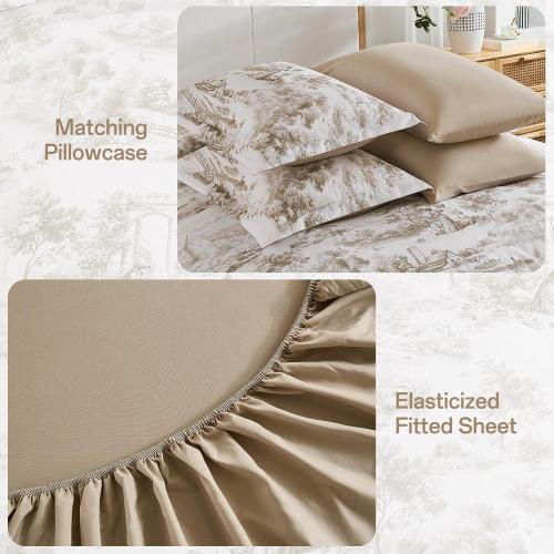 WONGS BEDDING Brown Comforter Set King Farmhouse Floral
