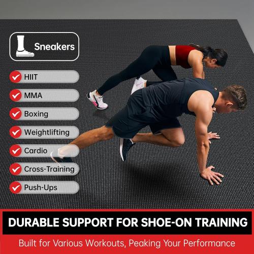 GymCope Extra Large Exercise Mat 10'x6'/9'x6'/8'x6'/7'x5'/6'x4' (8mm) | Thick Workout Mat for Home Gym & Garage Flooring, Shoe-Friendly, High-Density, MMA, HIIT, Weight Lifting, Cardio&Strength